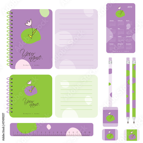 Design elements for notebook and other school accessories