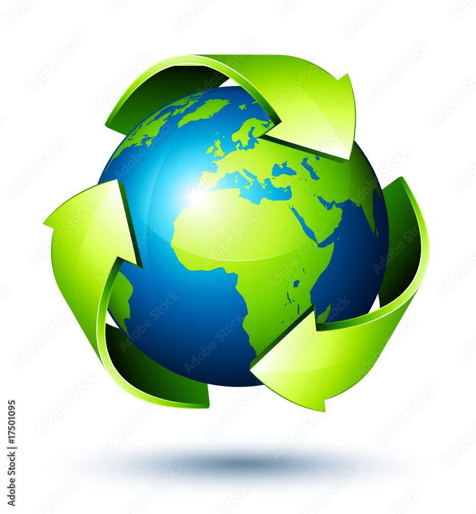 Planète terre recyclage ( vue Europe et Afrique )