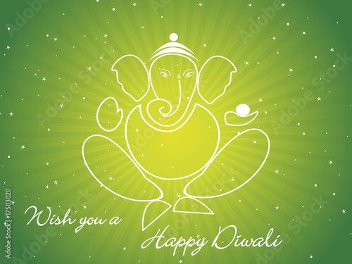 green rays background with ganpati shape