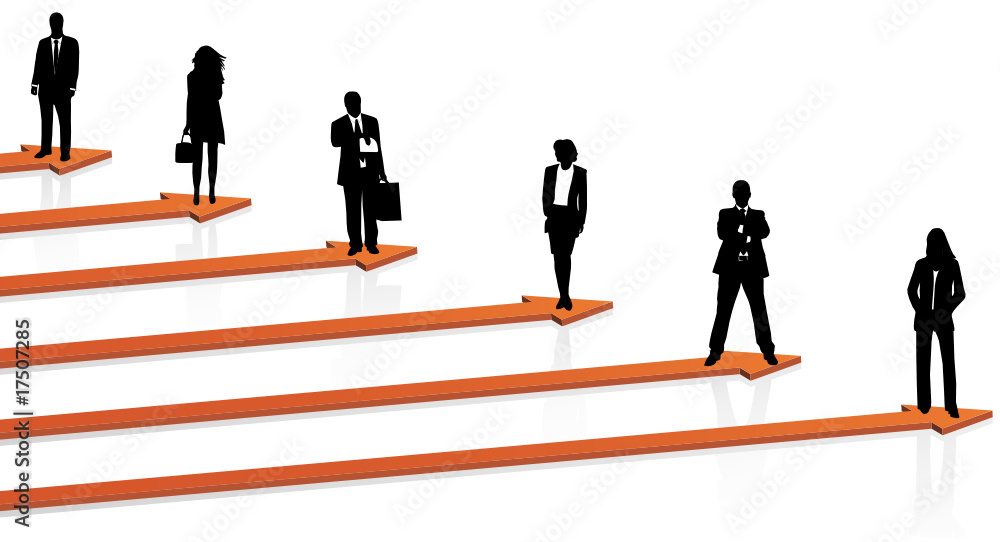 Fototapeta premium Illustration of business people and arrows
