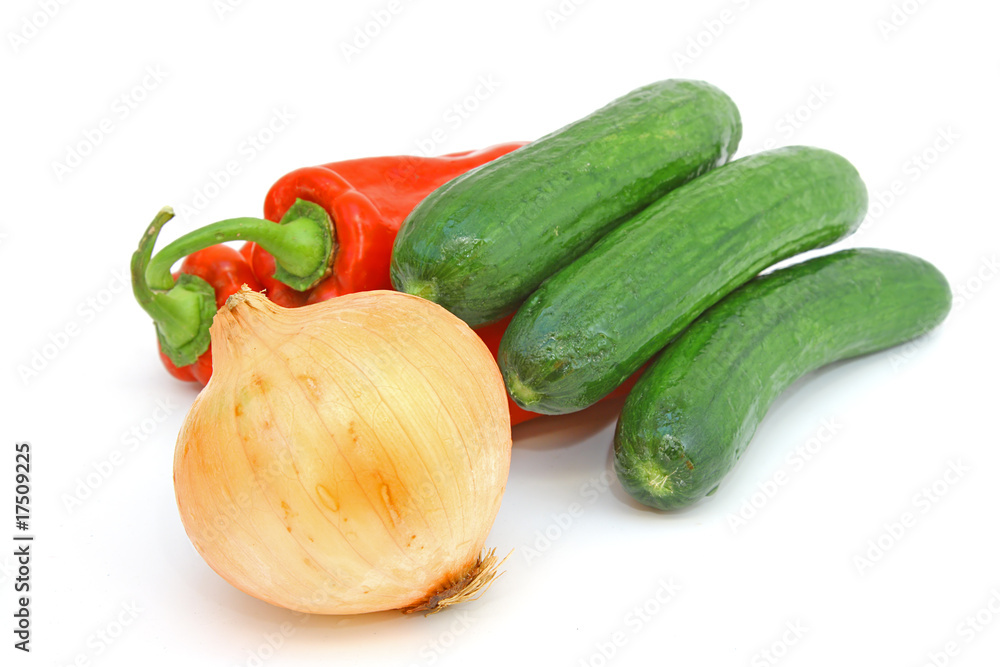 Tasty kitchen. Fresh vegetables isolated on white Tasty kitchen. Fresh vegetables isolated on white
