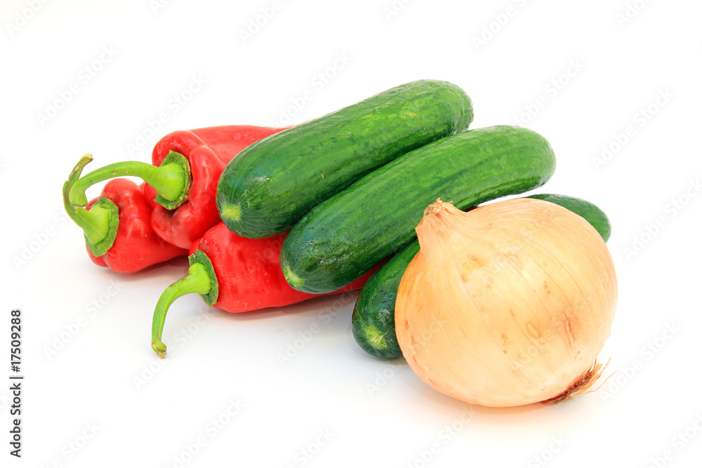 Tasty kitchen. Fresh vegetables isolated on white Tasty kitchen. Fresh vegetables isolated on white
