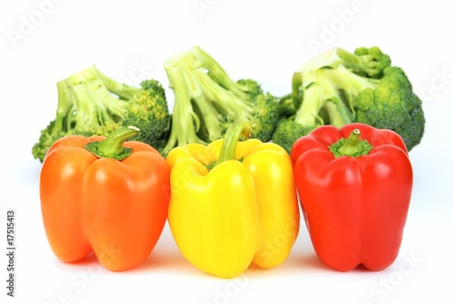 Fresh broccoli and colorful pepper