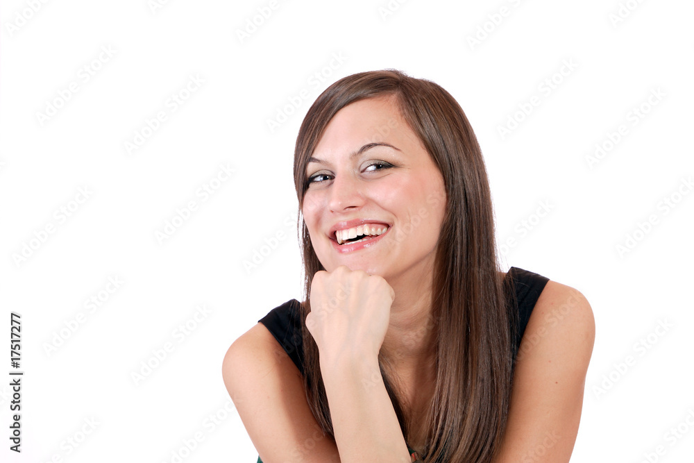 A happy young woman with facial expression A happy young woman with facial expression