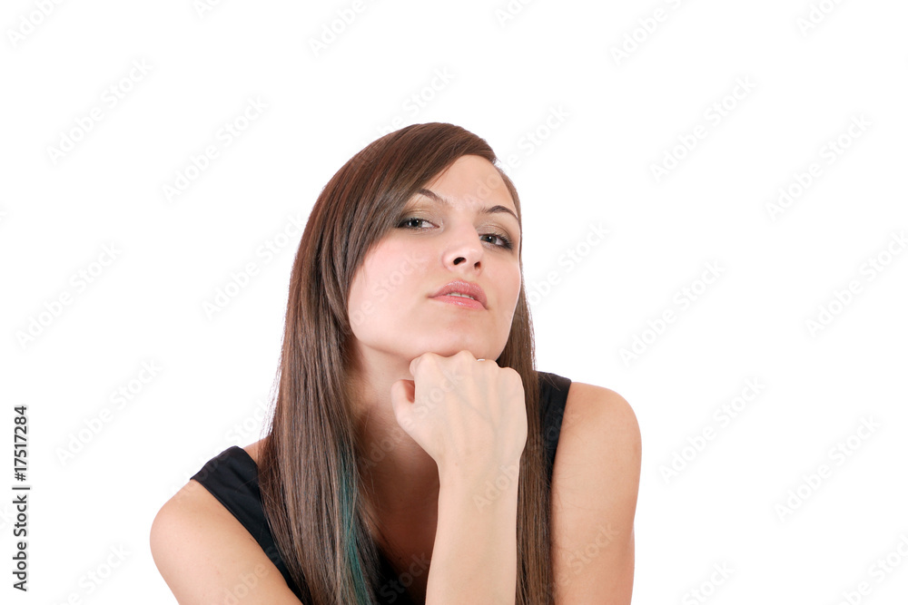 A happy young woman with facial expression A happy young woman with facial expression