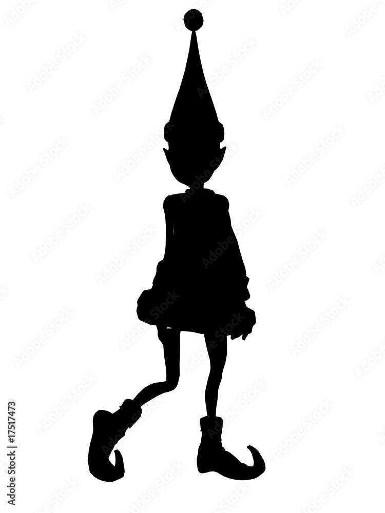 Christmas Elf Silhouette Illustration Stock Illustration | Adobe Stock