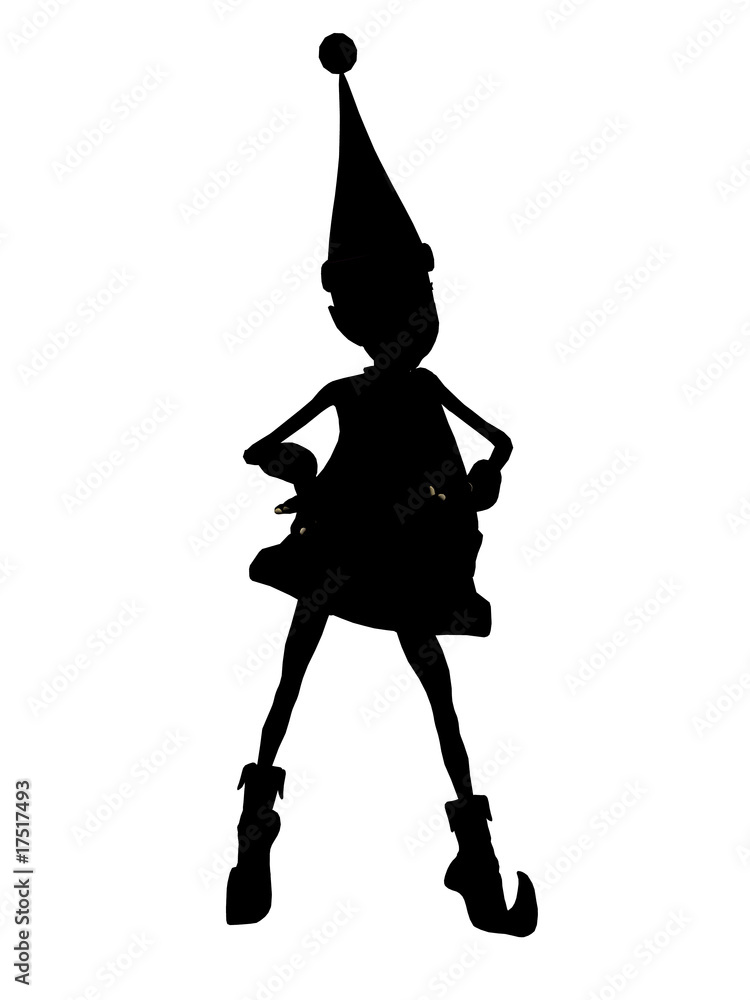 Christmas Elf Silhouette Illustration Stock Illustration | Adobe Stock