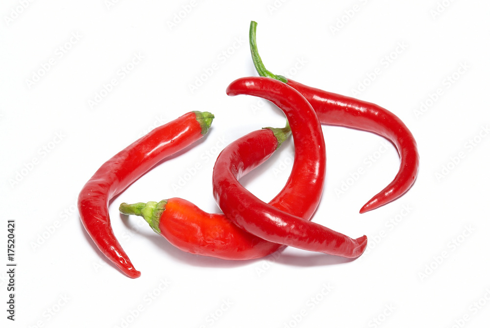 Stack of red hot chili peppers
