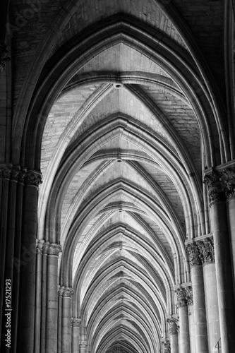 Detail of Reims Cathedral Ceiling arches in France