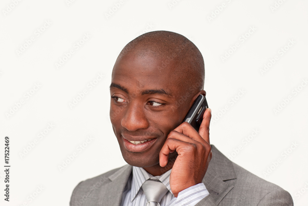 Afro-American businessman on mobile phone Afro-American businessman on mobile phone