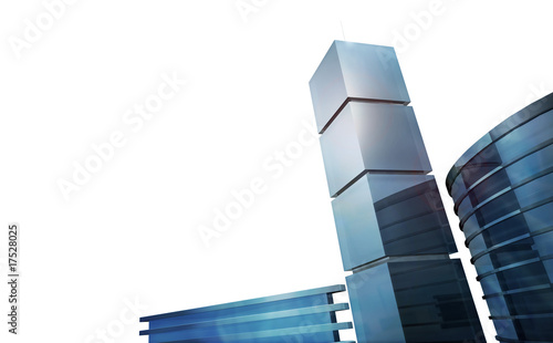 3D building outlined white background