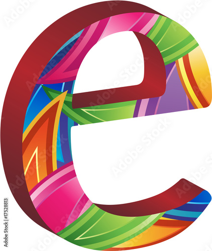 Colored alphabet with spikes and leaves