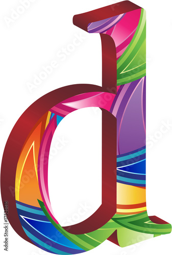 Colored alphabet with spikes and leaves