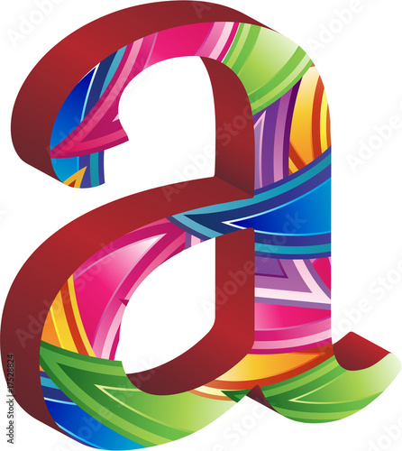 Colored alphabet with spikes and leaves