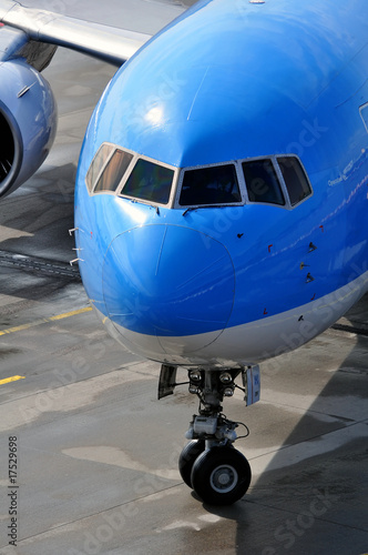 Air transportation: passenger airplane approaching the gate.