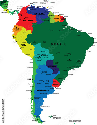 South America political vector map