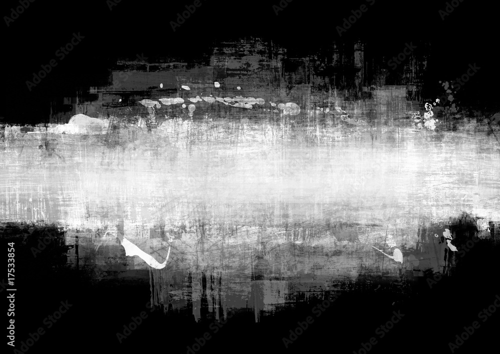An abstract paint splatter frame in black and white Stock Photo