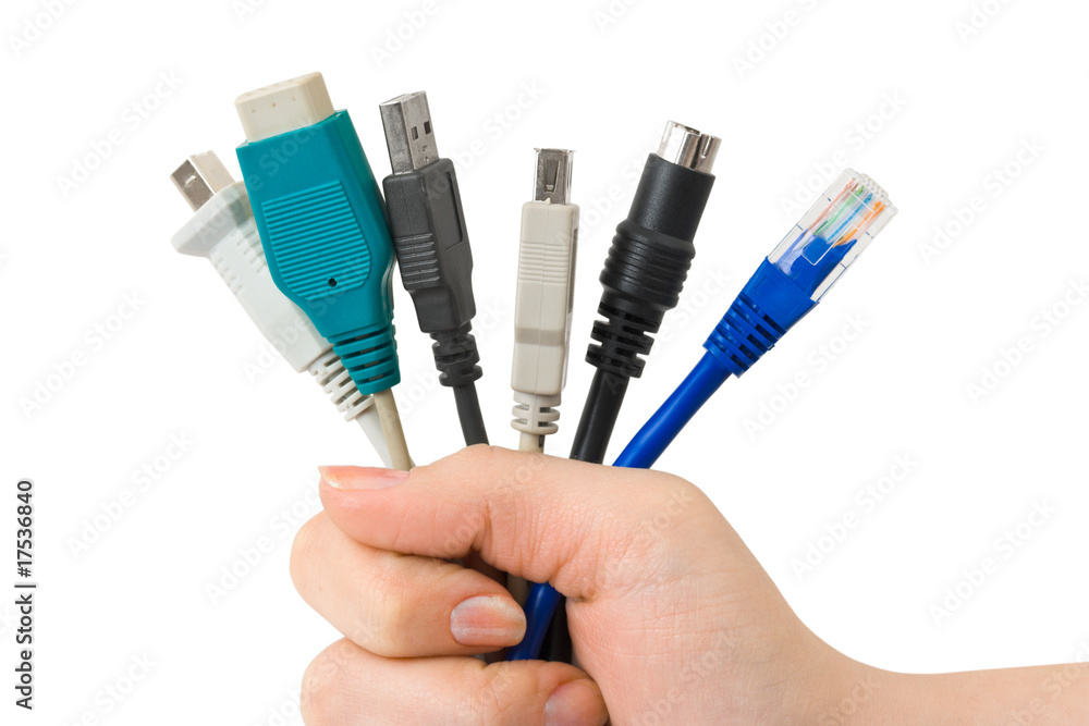 Computer cables in hand Computer cables in hand