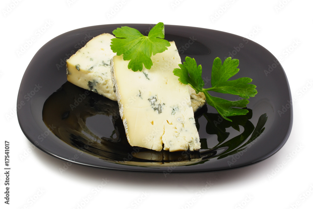 Two pieces of blue cheese Two pieces of blue cheese