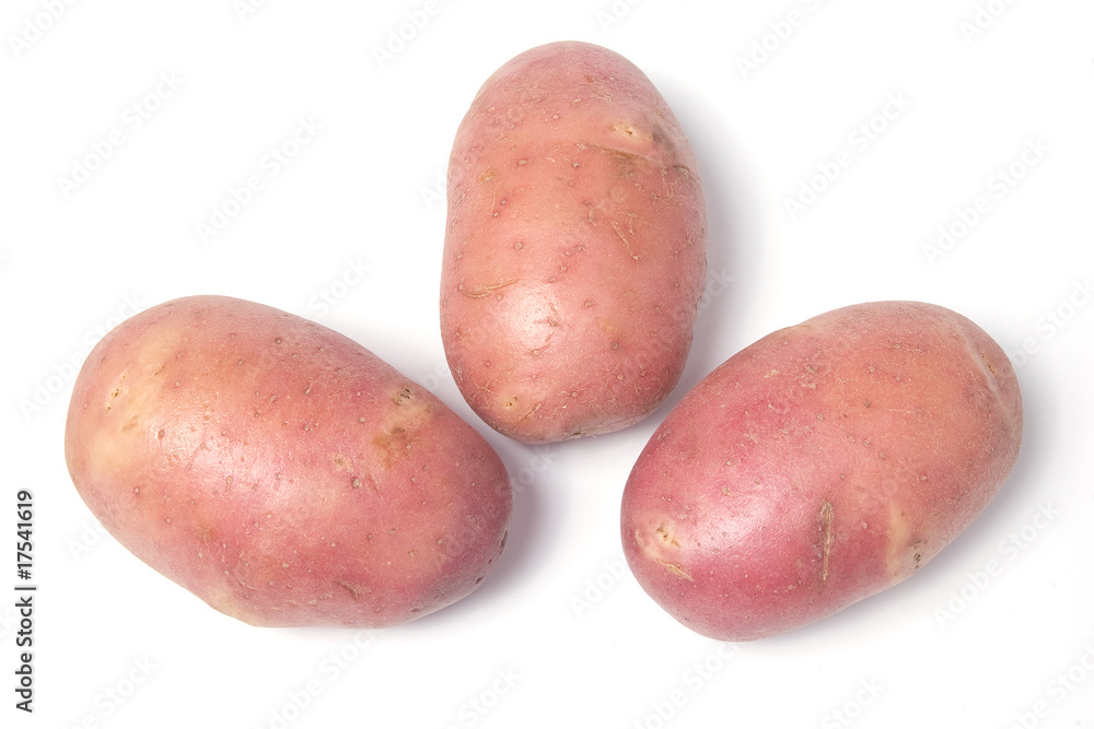Three arranged potatoes isolated on white Three arranged potatoes isolated on white
