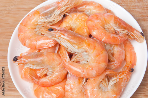 Close-up of prepared shrimps on plate