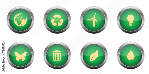 Green Glossy Web-Buttons - Eco Set