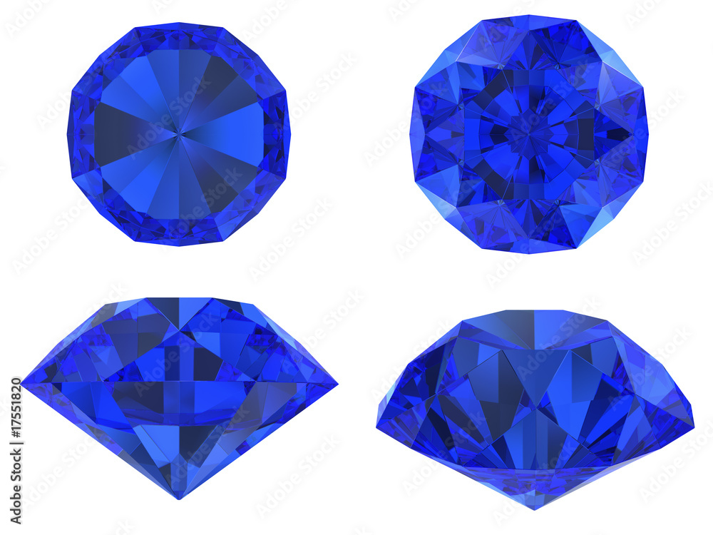 Blue diamond set with different view isolated Blue diamond set with different view isolated