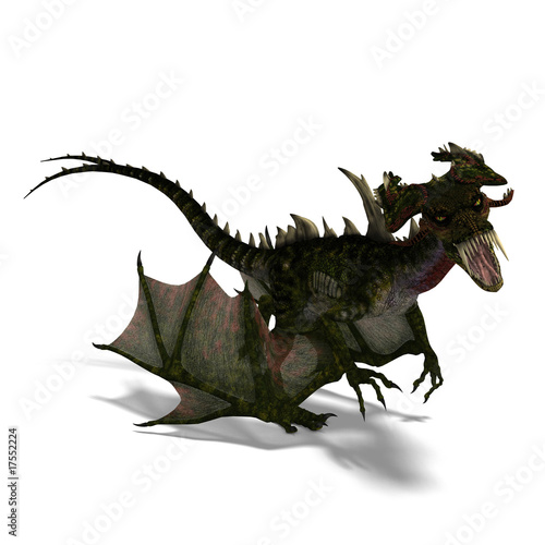 giant terrifying dragon with wings and horns attacks