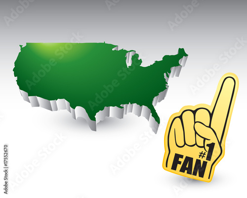 Green united states icon with fan foam hand