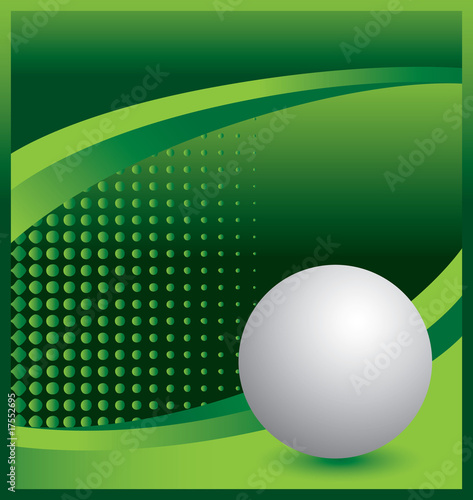 Ping pong ball on green halftone advertisement