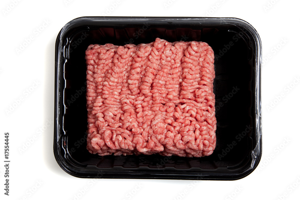Ground hamburger meat on a white background Ground hamburger meat on a white background