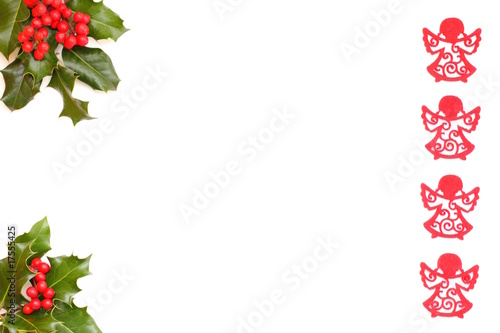 Christmas angel and holly,  background for your advertising © wojtek