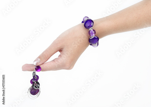 Purple bracelet and earring