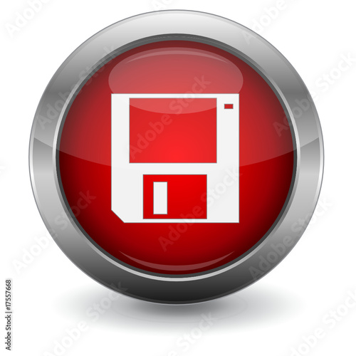 Red Glossy Vector Button - Computer Disk