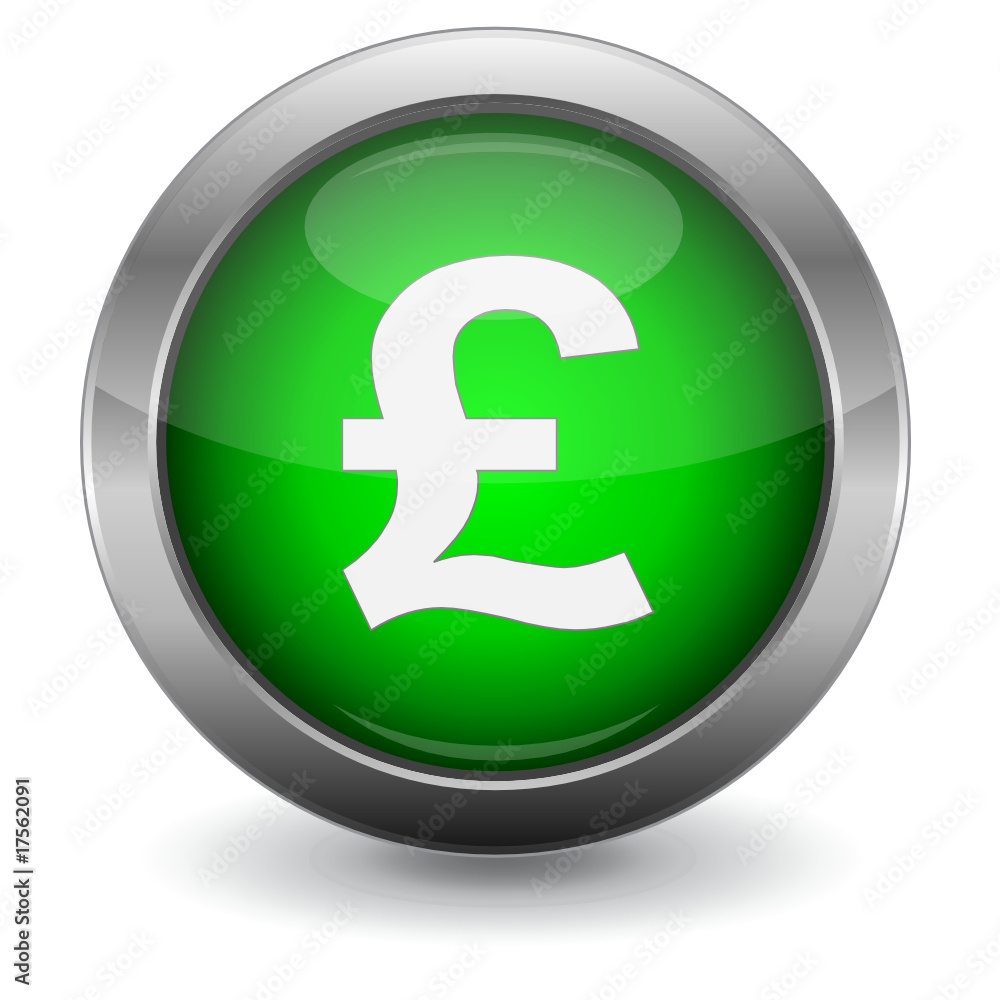 Blue Glossy Vector Button - UK Pound Sterling Blue Glossy Vector Button - UK Pound Sterling