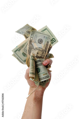 Hand holding wad of cash