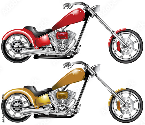 One red one sepia highly detailed custom choppers