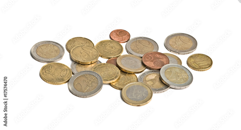 Euro coins isolated on white background Euro coins isolated on white background