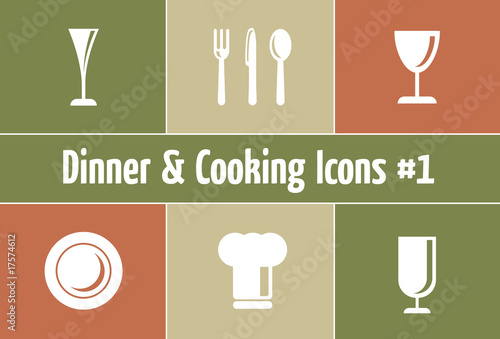 Dinner   Cooking Icons  Restaurant and Catering Graphics