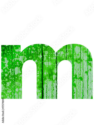 high resolution green and old m font isolated on white