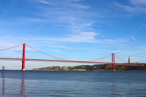 Large bridge over river in Lisbon