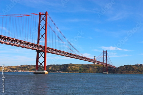 Large bridge over river in Lisbon