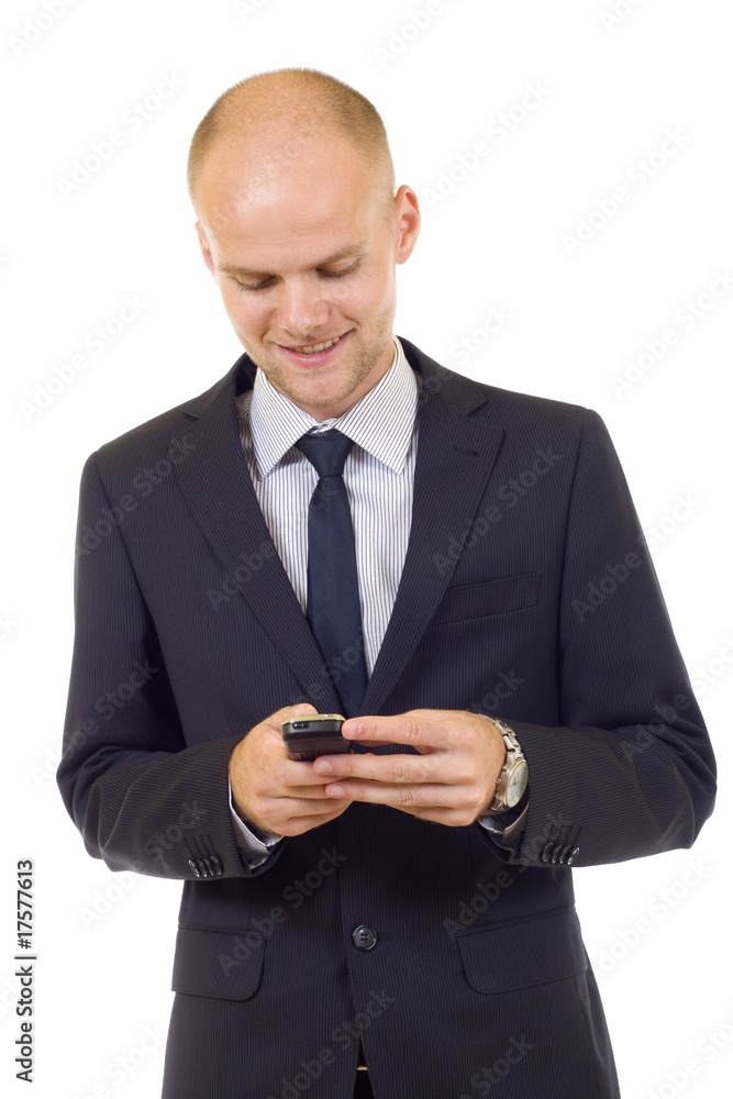 Young happy man holding mobile phone Young happy man holding mobile phone
