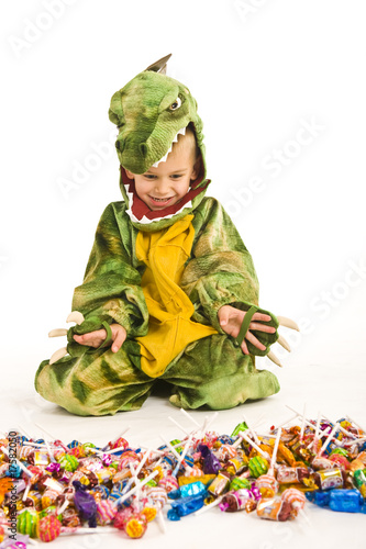 Adorable kids playing trick or treat