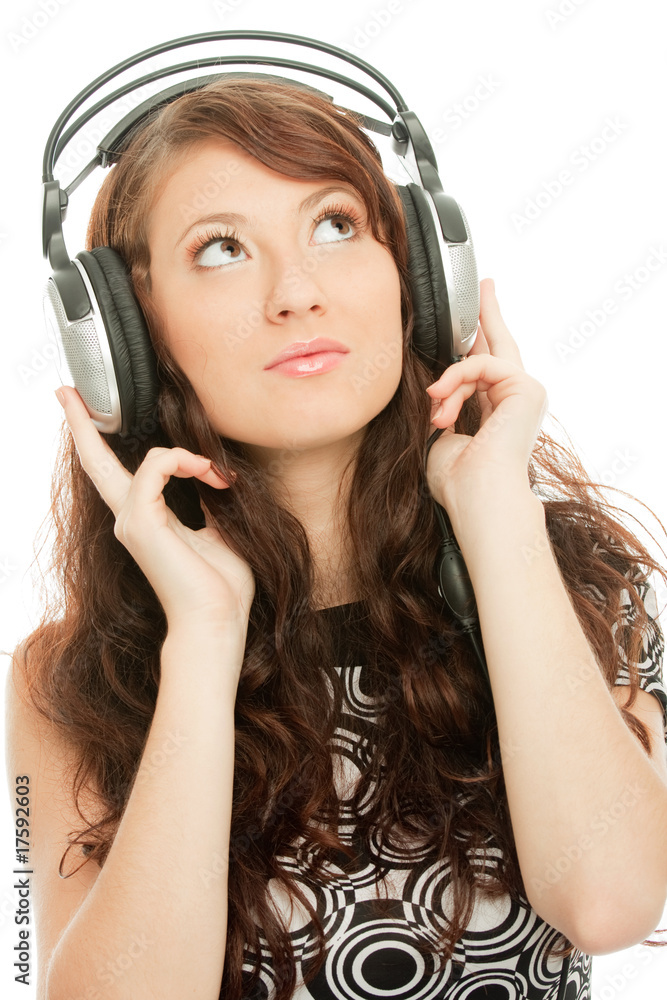 Fototapeta premium Beautiful Woman Listening Music