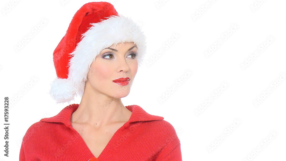 Portrait of beautiful sexy girl wearing santa claus hat Portrait of beautiful sexy girl wearing santa claus hat