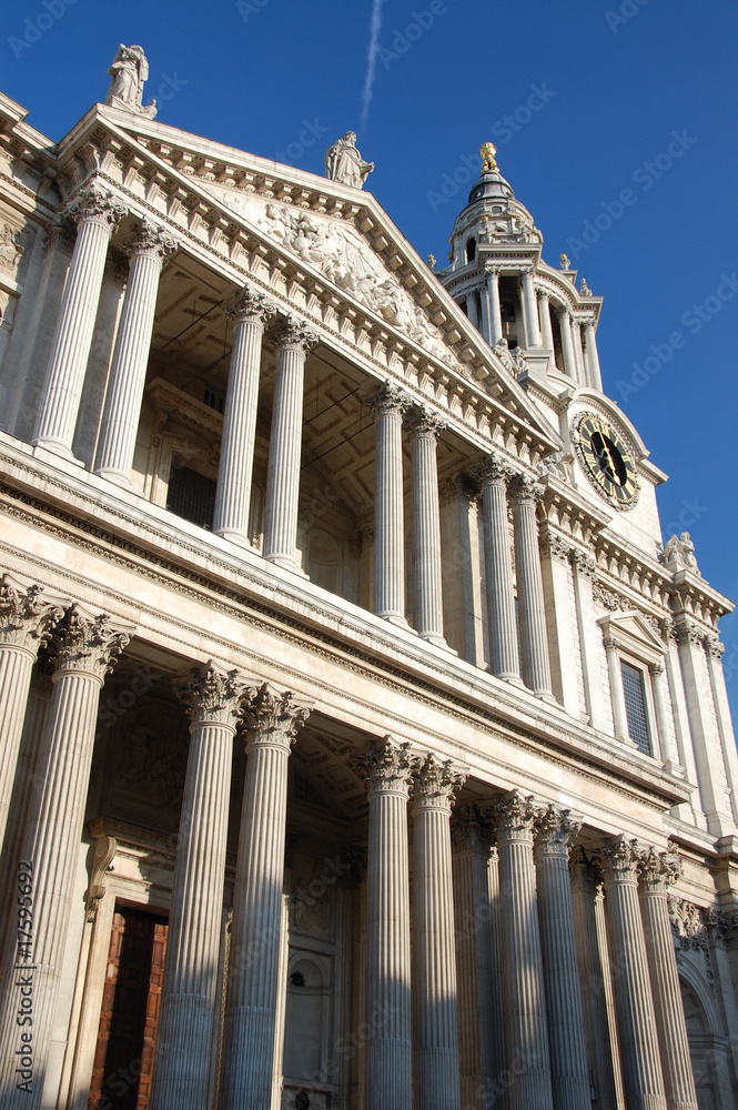 Columns at the front of St Pauls Cathedral, London, England