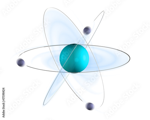 Blue atom illustration isolated on white