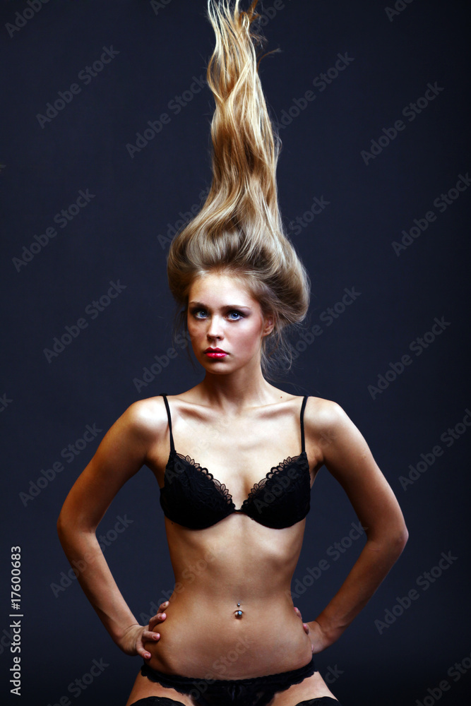 Fototapeta premium Sexy blonde woman, body on young female in soft light