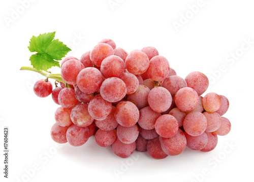 Fresh pink grape on white background